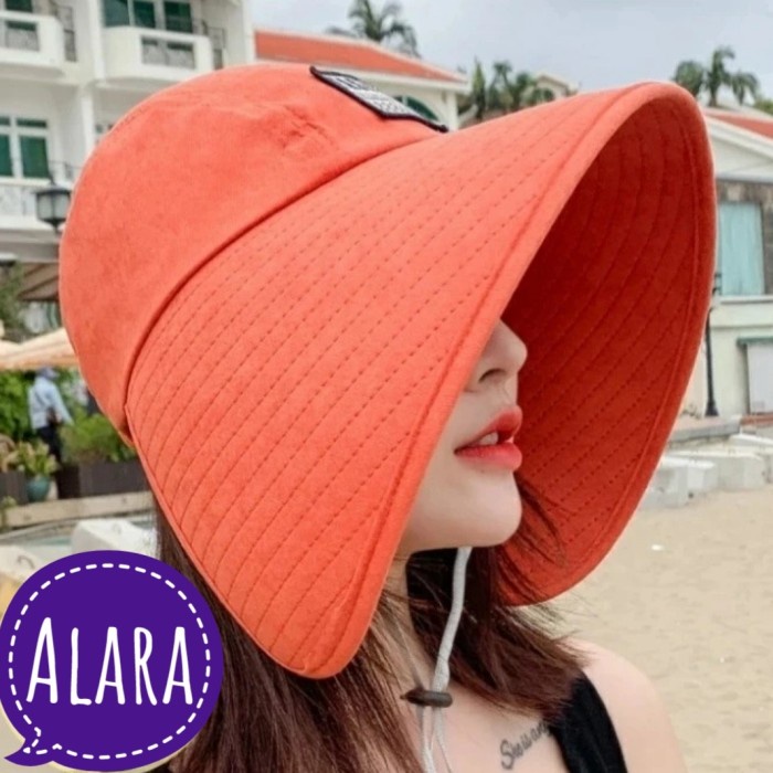 Topi pantai lebar wanita korea anti uv topi import