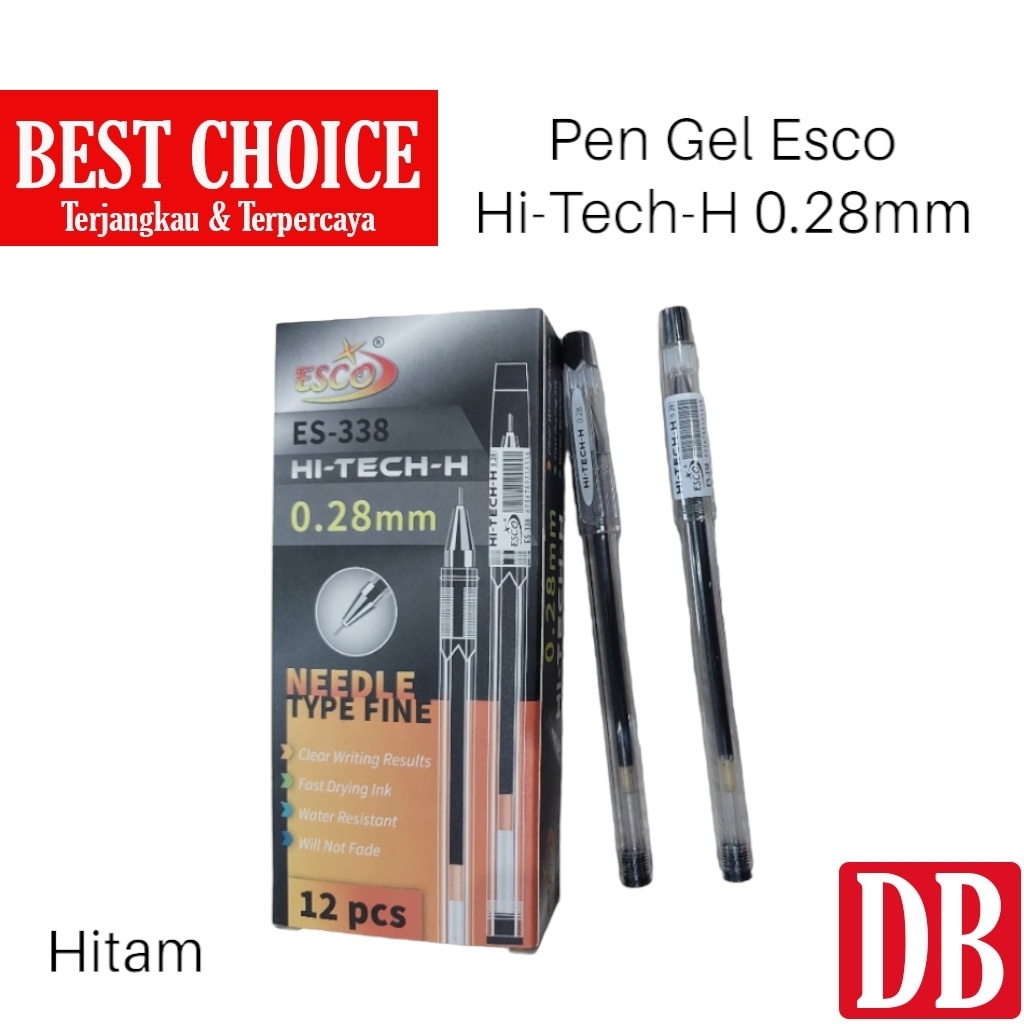 

Ballpoint / Pulpen Gel Esco Hi-Tech-H Hitam/Biru 0.28mm (12pcs)