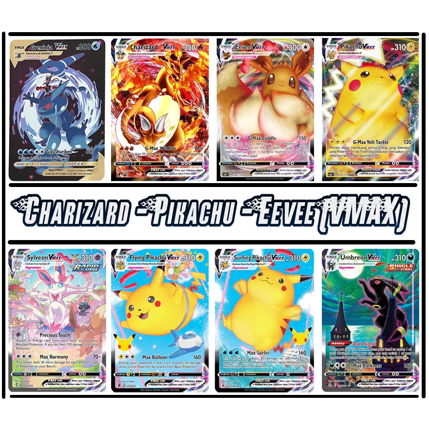 IK KARTU POKEMON TCG HOLOGRAM SPECIAL CHARIZARD EEVEE PIKACHU - VMAX