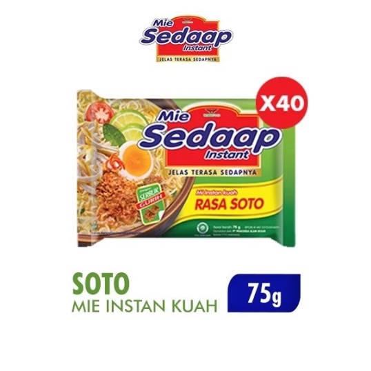 

PAKET 1 KARTON MIE SEDAAP INSTANT 75gr 90gr 92 gr x 40 PRLA MIE SEDAP