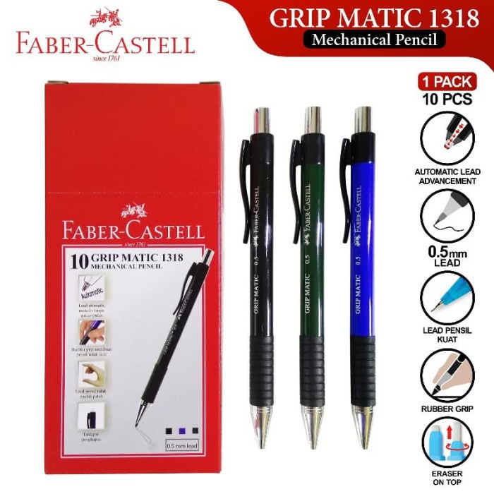 

Faber Castell Pensil Mekanik Grip Matic 1318 - Hitam / Pensil Mekanik / Automatic / Grip Matic 1318