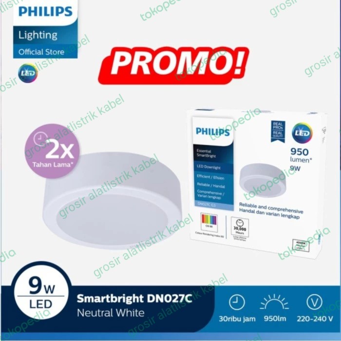DOWNLIGHT LED PHILIPS SMARTBRIGHT OUTBOW 9W PUTIH, WW,NW DN027C