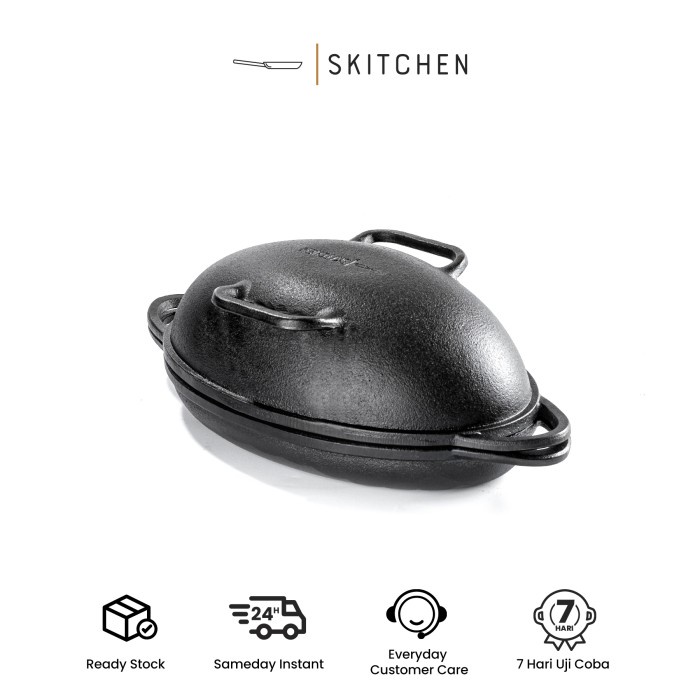 

..... Skitchen Cast Iron Brisbane Bread Pan Alat Panggangan, Loyang Roti Sourdough, Premium, Tahan