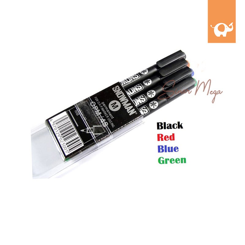 

Snowman Spidol OHP M Medium Set (Isi 4 Warna) Permanent OPM/4S Permanen Berkualitas