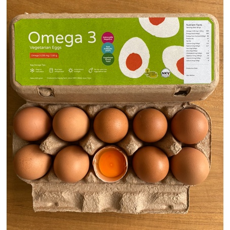

Telur Omega 3 Nabati Kemasan 10 butir Segar dari Kandang NKV