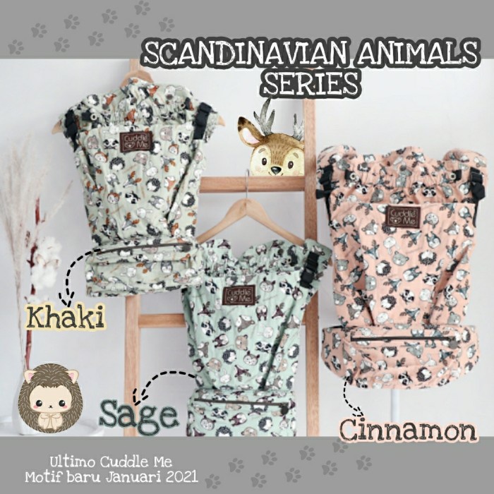 Ultimo motif baru 2021 scandinavian animal gendongan bayi ssc cuddleme
