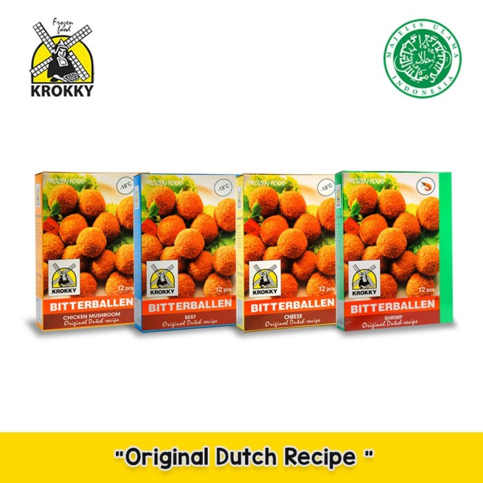 

Krokky Bitterballen Set-4 (Keju, Udang, Sapi dan Ayam Jamur)