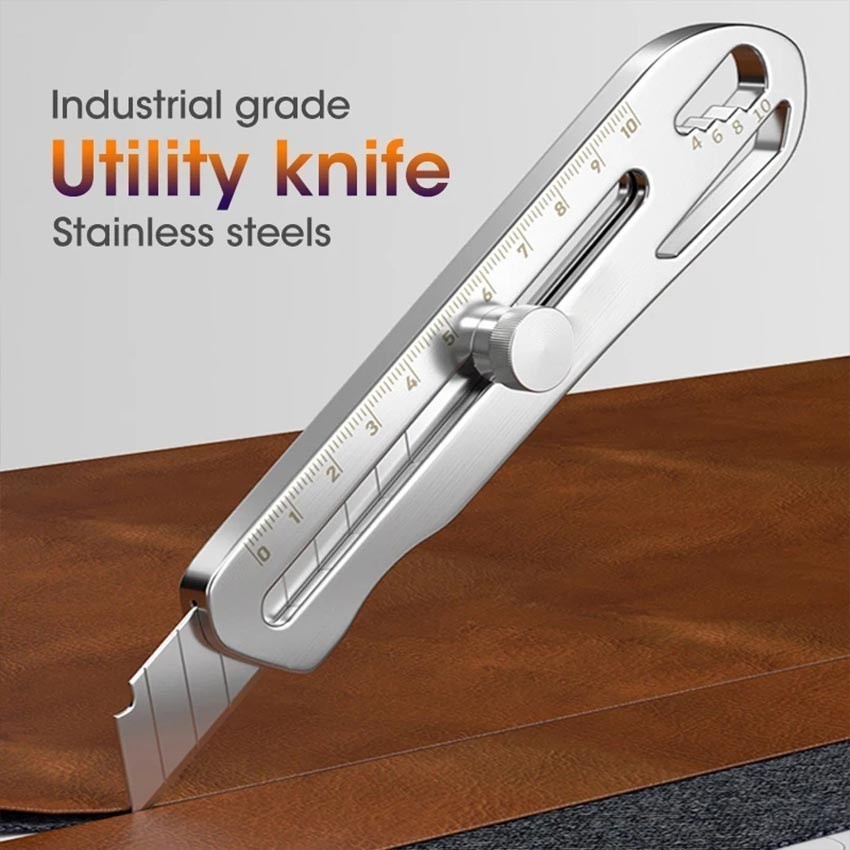 

3in1 Pisau Cutter Stainless Multifungsi Cutter Pisau 18mm Cutter Besi Stainless Besar Pisau Cutter