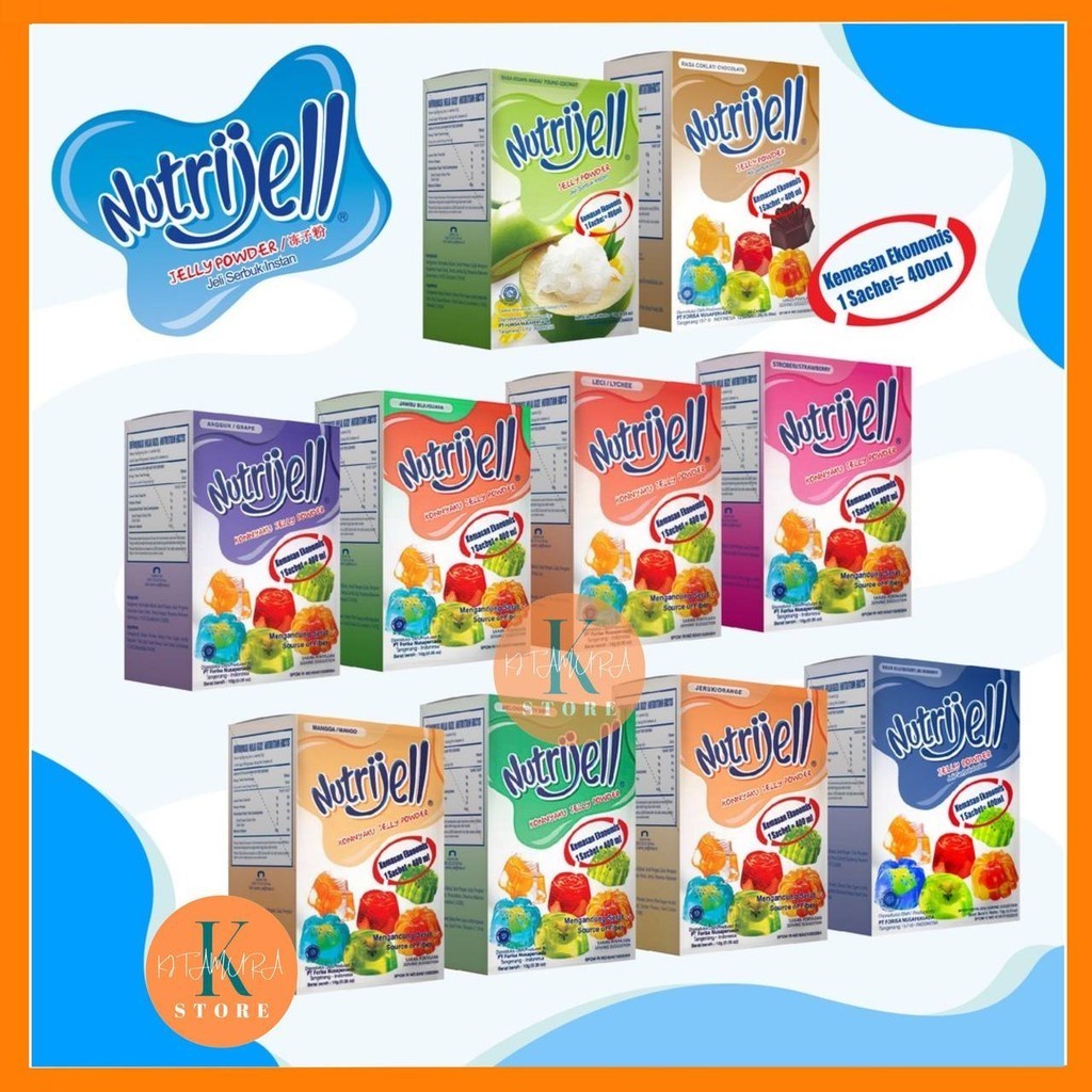 

HJ Nutrijell Ekonomis 10gr per BOX isi 12 Sachet Varian Banyak Rasa