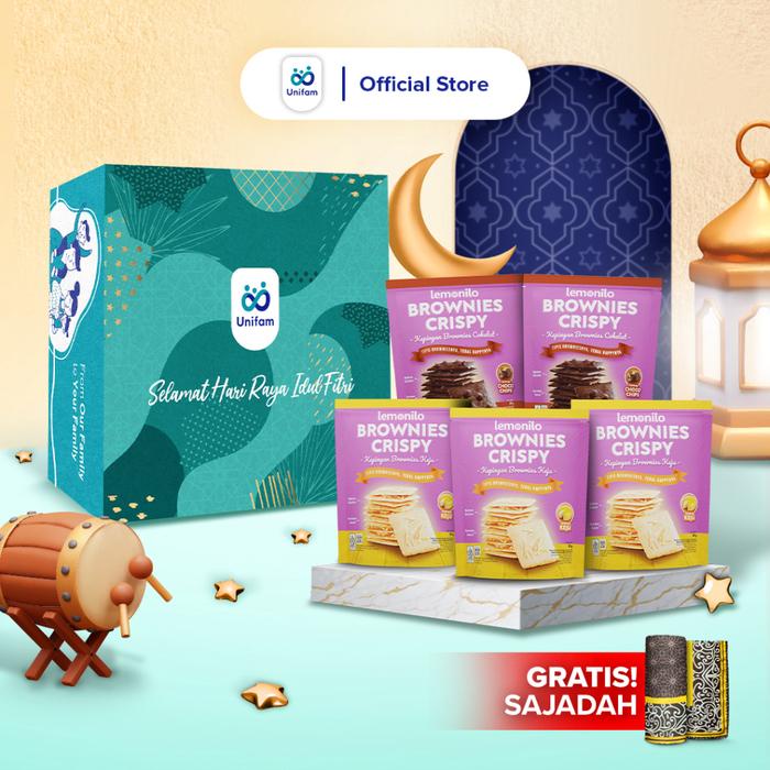 

Unifam Hampers Lebaran Idul Fitri Lemonilo Brownies Coklat & Keju (Isi 5 Bag)