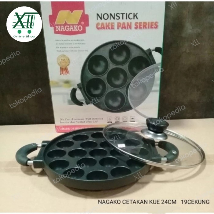 READY STOK NAGAKO NON STICK CAKE PAN 19 LUBANG CETAKAN TAKOYAKI POFFERTJES BIKANG READYY