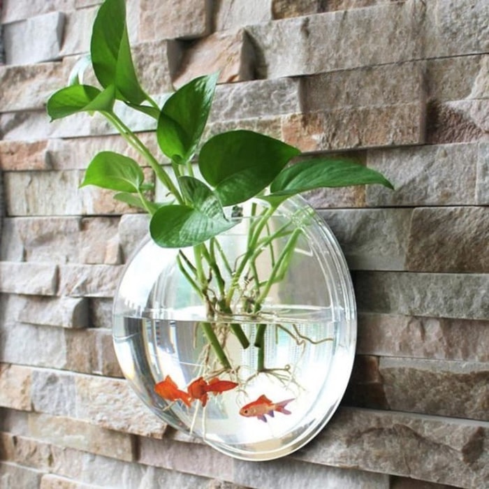 Jual [READY] Vas Bunga Akrilik Bening Kaca Transparan Aquarium Tempel Dinding