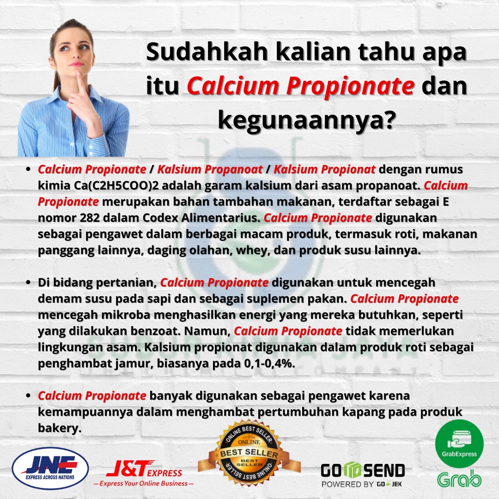 

HJ Calcium Propionate Powder Mupro Ex. RRC Food Grade Anti Tengik 1 KG