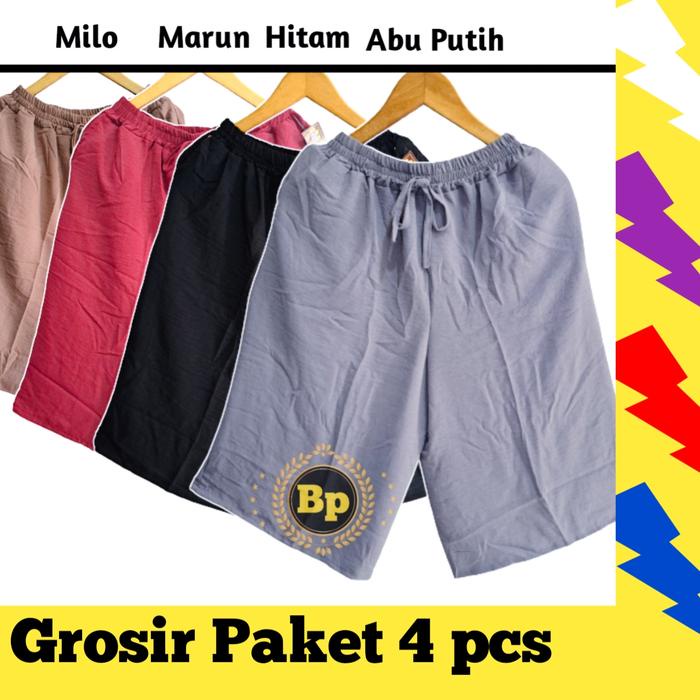 GROSIR 4PCS KULOT PENDEK 7/8 CRINKLE// KULOT CRINKLE PENDEK TALI SERUT