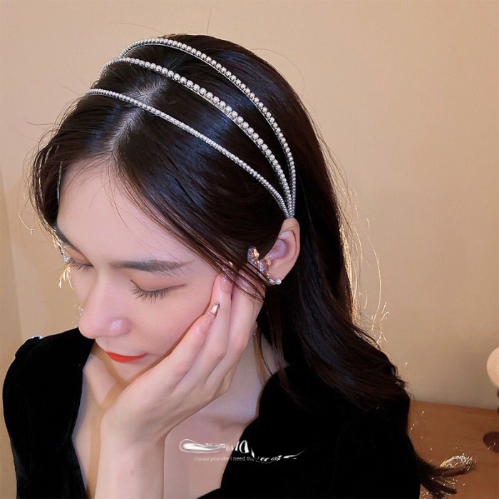 BANDO WANITA KOREA BANDANA MUTIARA KEKINIAN AKSESORIS RAMBUT