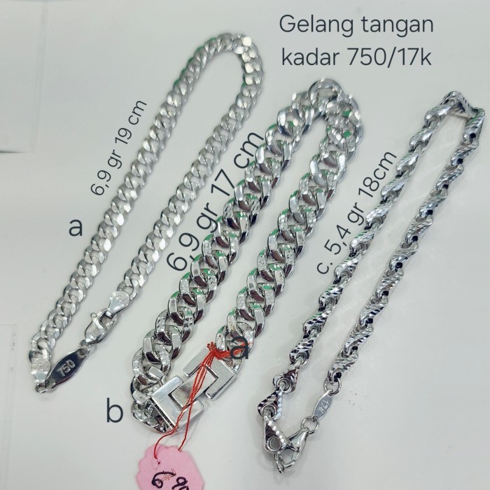 Gelang Sisik Naga Emas Putih Asli Kadar 17K