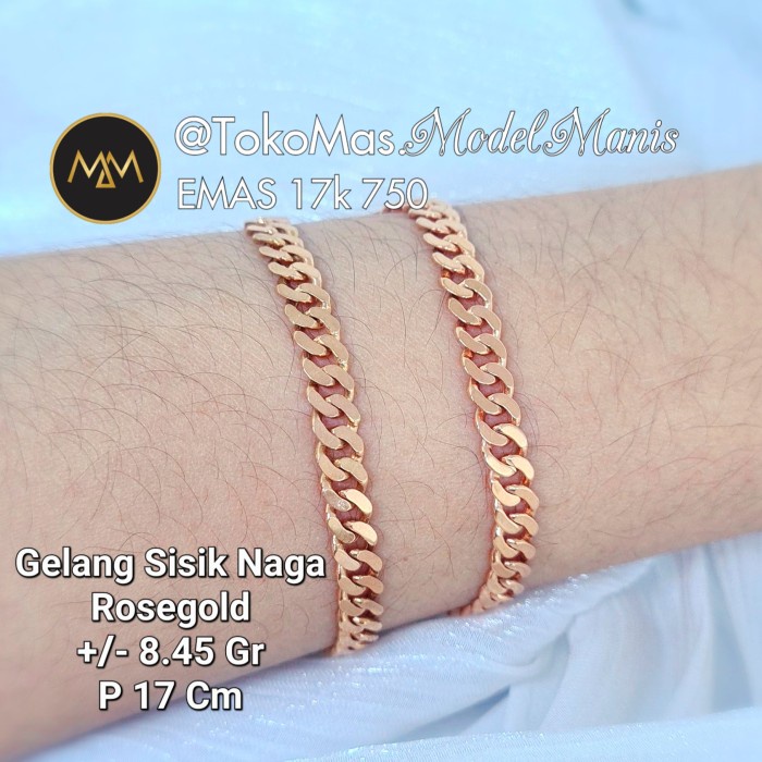 Gelang Sisik Naga Padat Rosegold 750 kadar 17k