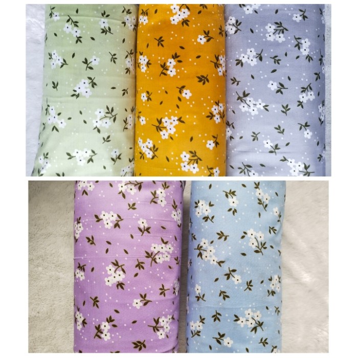 Kain Rayon Santung Motif Bunga dan Polos Bahan Mukena Daster