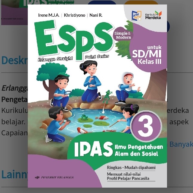 

terbaru !!! esps ipas sd kelas 3 erlangga kurikulum merdeka ready