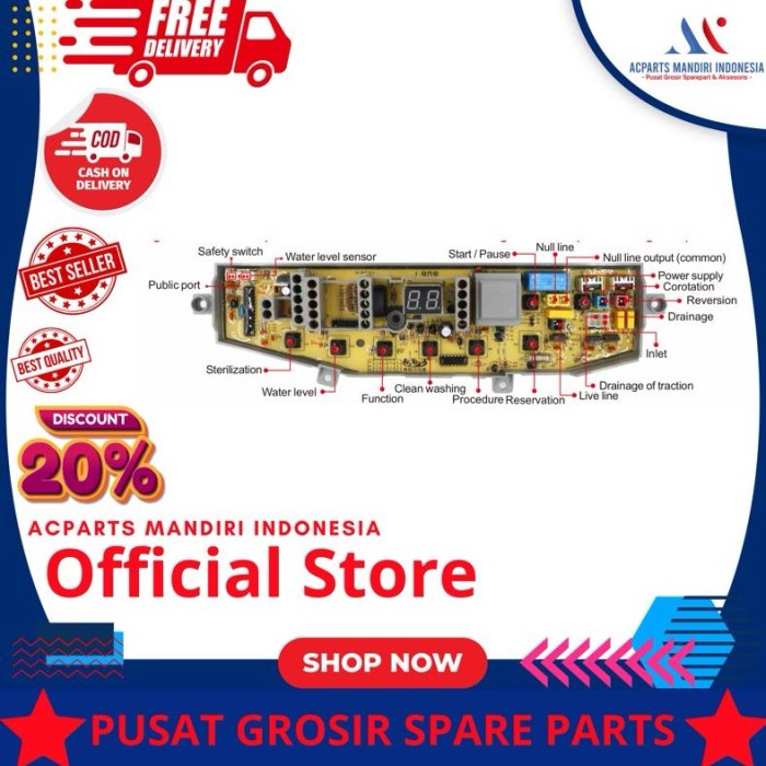 PREMIUM ** SAMSUNG WA90F3, Modul pcb mesin cuci Top Loading **