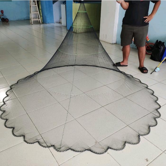 jala lempar 2 meter bahan nilon/ benang, jala ikan , jala lempar, jala sungai lubang jari kelingking