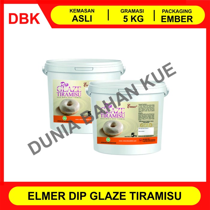 Promo Terbatas Elmer Dip Glaze 5 Kg - Topping Donat Pisang Nugget - Tiramisu Aman