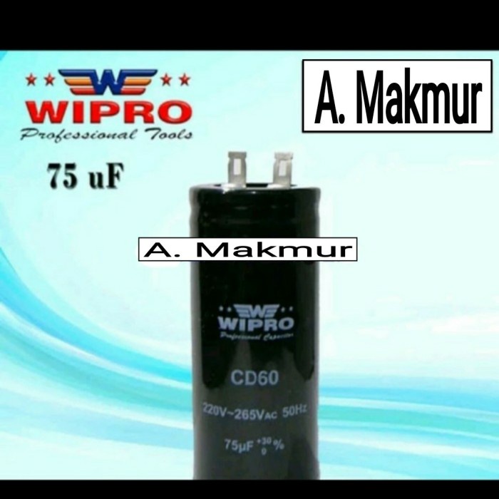 KAPASITOR 75 UF 220-265VAC 50HZ WIPRO CD60 CAPASITOR 75UF 75 MFD 220-2