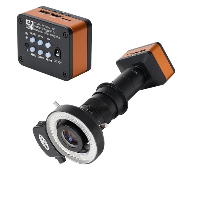 4K UHD 60FPS Digital Microscope 180X C-Mount Lens HDMI USB Industrial