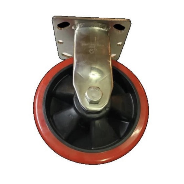 

Roda Troli Trolly Stainless Steel Pu Merah 8 Inch Mati Fixed Ra