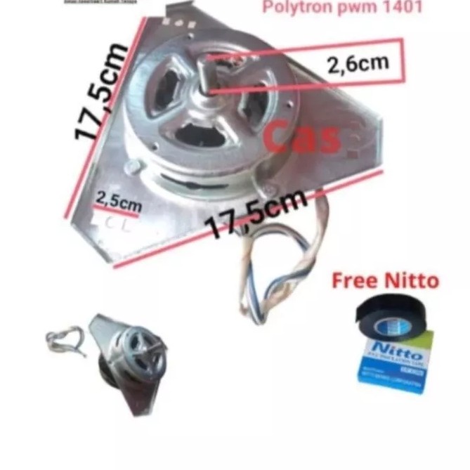 DINAMO PENGERING MESIN CUCI 2 TABUNG POLYTRON PWM 1401 KAKI 3 ATAS