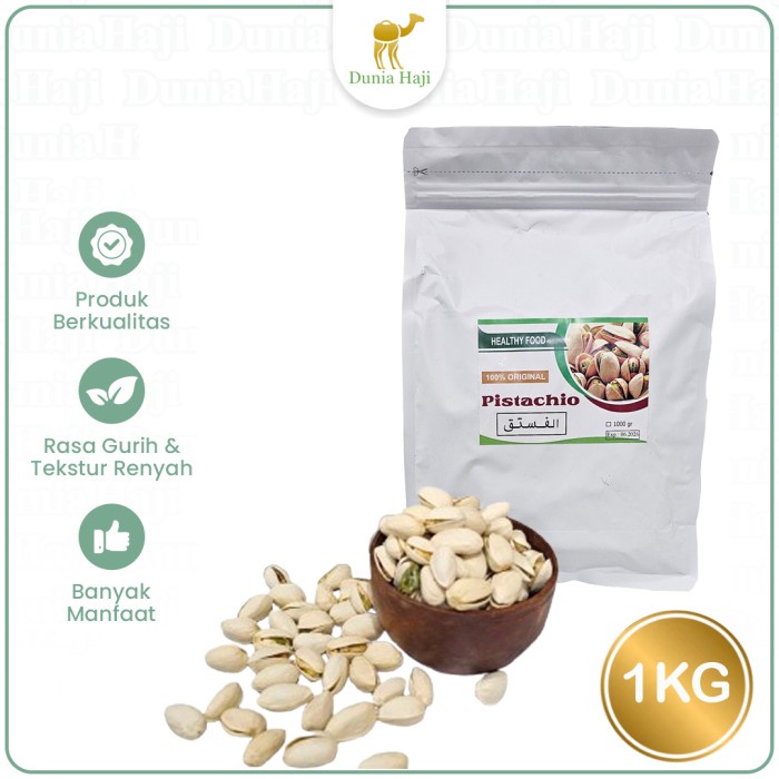 

Kacang Pistachios/ Fustuk / Ketawa 1 KG , Oleh oleh Haji & Umroh Murah