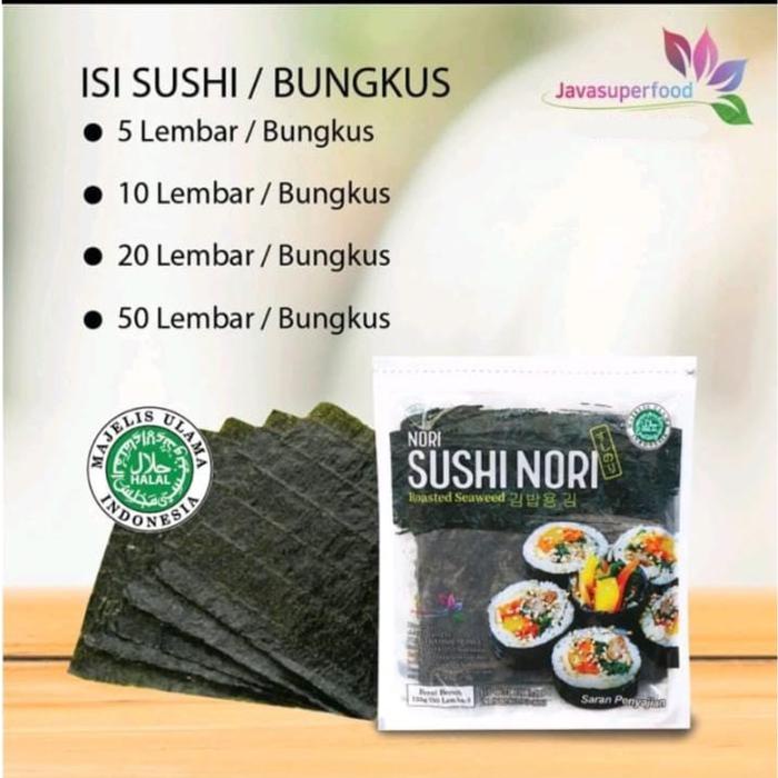 

Sushi Nori Roasted Seaweed Panggang Korea Isi 5/10/20/50 Lembar HALAL - Kering, Food Laut Rumput