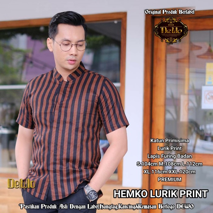 Product Laris Koko Lurik Gold Hem Pria Lengan Pendek Ori By Dewo Batik