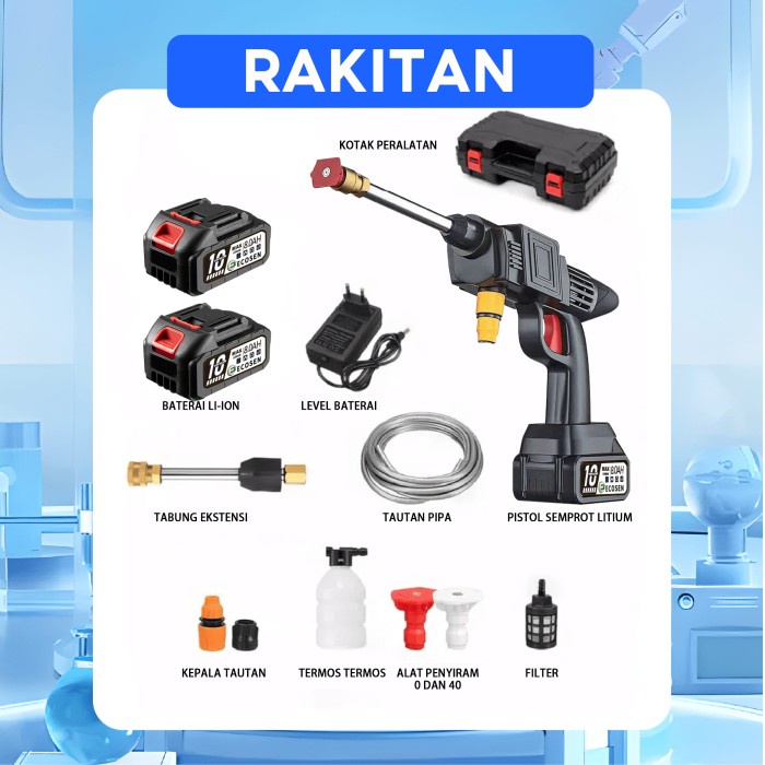 ECOSEN JET CLEANER MESIN CUCI MOTOR PORTABLE JET ALAT CUCI MOTOR CUCI MOBIL BATERAI