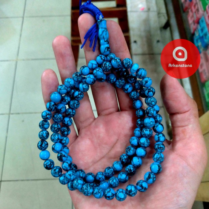 Tasbih Batu Asli Pirus Biru 99 Butir