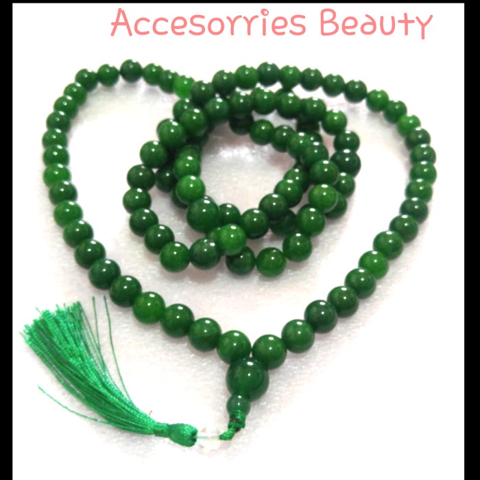 TASBIH 108 BUTIR GIOK CINA HIJAU BUTIRAN 12mm