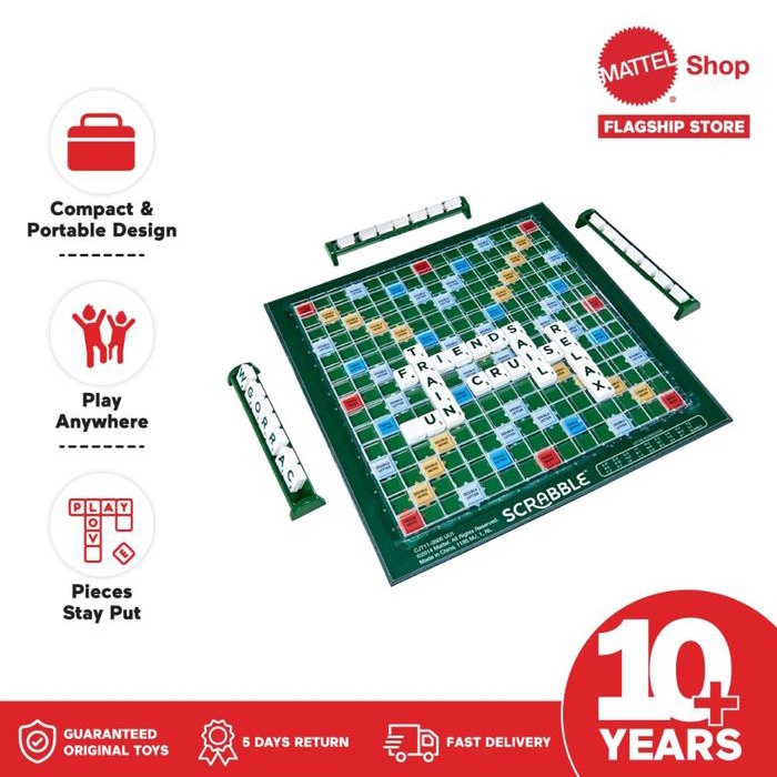 Ready Mattel Games Travel Scrabble Original - Permainan Board Papan