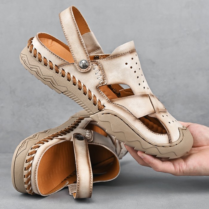 Sandal Pria Import Hiking Gunung Sendal Kulit Asli Mendaki Cowok