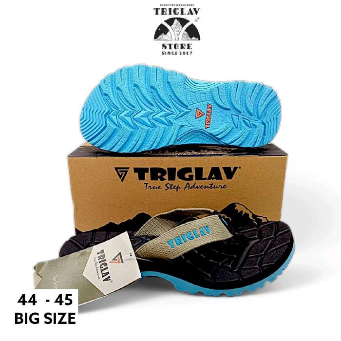 Sandal Gunung Jepit Big Size Casual Pro Hitam Abu Sendal Pria Triglav Karet ,44-45