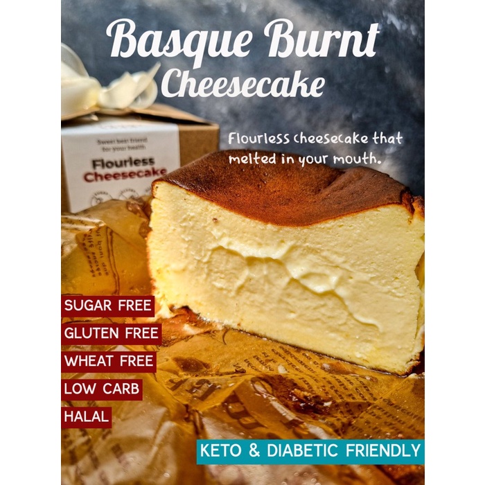 

Flourless Basque Burnt Cheesecake Sugar Free, Gluten Free, Diet, Keto