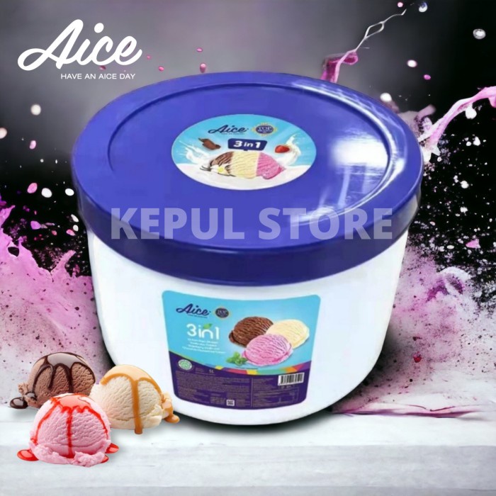 

AICE 3in1 Bucket Ice Cream / Es Krim AICE 3 Rasa Kemasan Ember 5 Liter