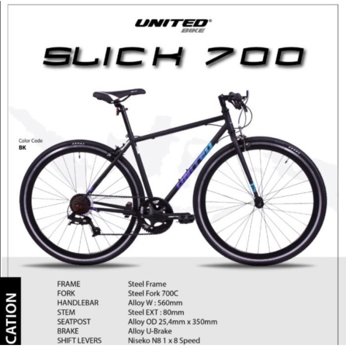 Mantab Sepeda United Slick 700 8 Speed (Full Rakit Ojol)