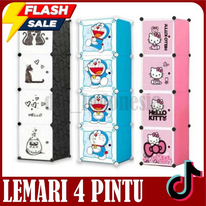 TERBARU BISA BAYAR DITEMPAT Lemari Pakaian Plastik Portable 4 Pintu lemari Serbaguna lemari hemat