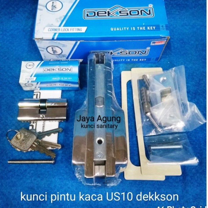 Kunci Pintu Kaca Bawah Patch Fitting Dekson Us 10 + Cylinder Dekson