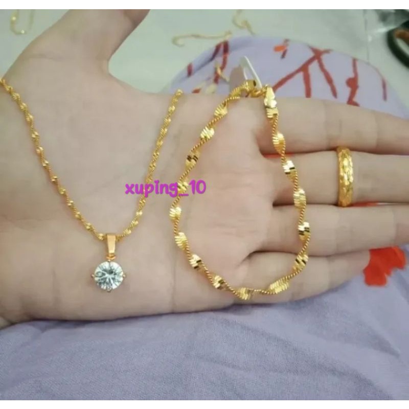 accDKI- set perhiasan wanita dewasa 25,set perhiasan TITANIUM asli anti luntur terbaru, perhiasan 1