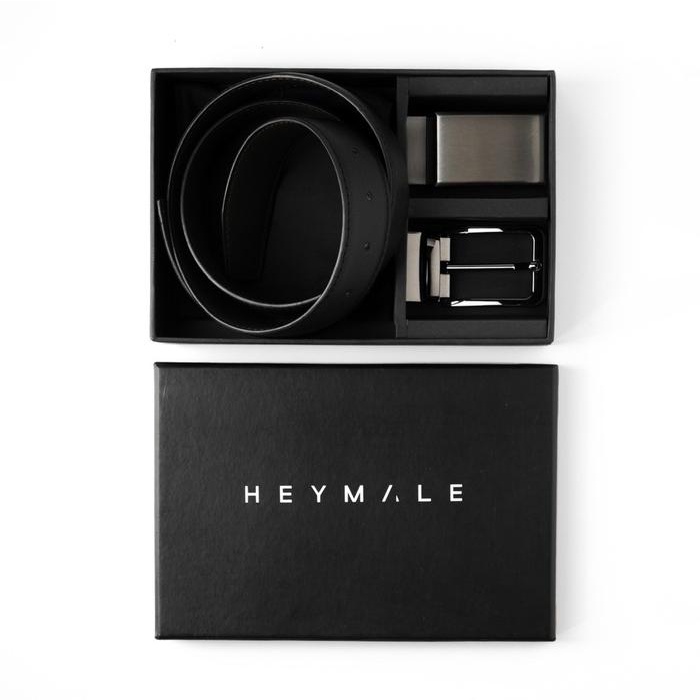 *TOP* HEYMALE REVERSIBLE BELT BUNDLING PACKAGE IKAT PINGGANG PRIA BLACK - DARK BROWN