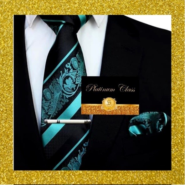 dasi biru tosca batik salur import pria set platinum class