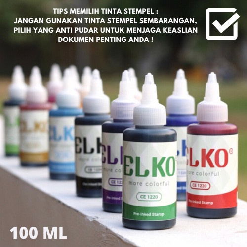 

[tmr] - Tinta Stempel Flash Warna Hijau Waterproof ELKO 100 ML Untuk Kertas