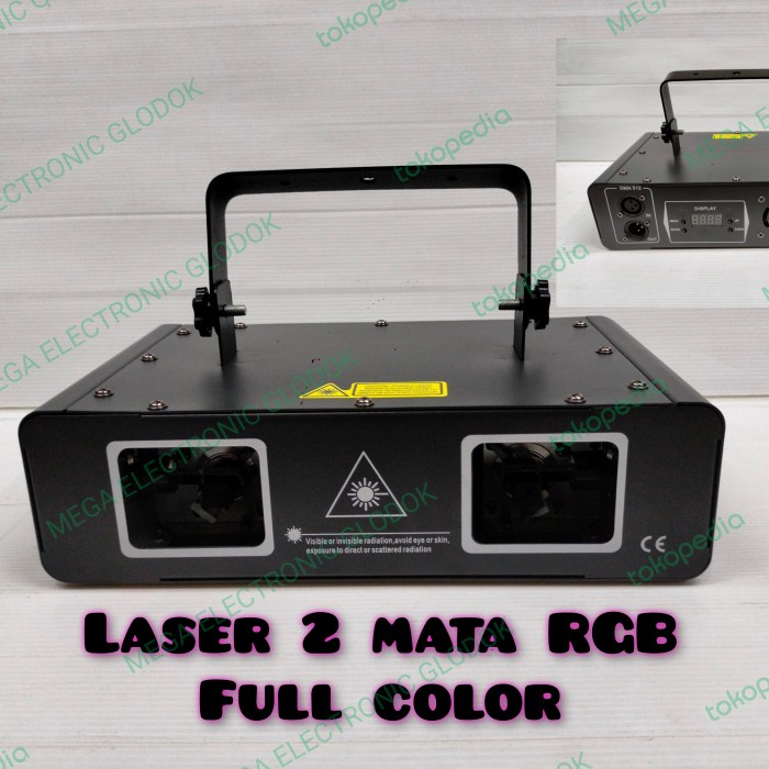 Lampu panggung laser 2 mata RGB full color