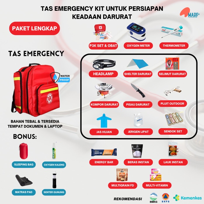 TAS EMERGENCY BENCANA EMERGENCY KIT P3K TAS DARURAT MEGATHRUST BENCANA ALAM TAS SURVIVAL KIT TAS